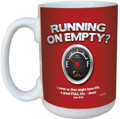 

Tree-Free Greetings Greetings lm44331 Running on Empty: John 10:10 Ceramic with Full-Sized Handle, 15-Ounce Ceramic Mug(60 ml), Multicolor