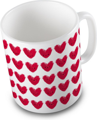 

Kaarigar Designer Cute Hearts Printed Beautiful Coffee 503 Ceramic Mug(300 ml), White
