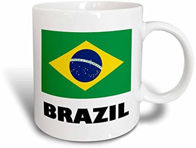 

3dRose Brazil. Brazilian Flag. Ceramic, 11 oz, White Ceramic Mug(60 ml), Multicolor