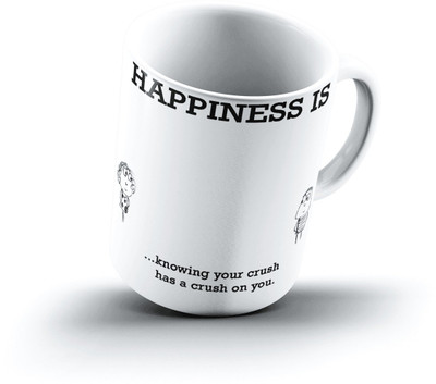 

Ucard Happiness Is1414 Bone China, Ceramic, Porcelain Mug(325 ml), Multicolor