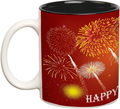 

Prithish Diwali Design6 Double Color Ceramic Mug(330 ml), Multicolor