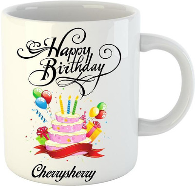

HuppmeGift Happy Birthday Cherrysherry White (350 ml) Ceramic Mug(350 ml)