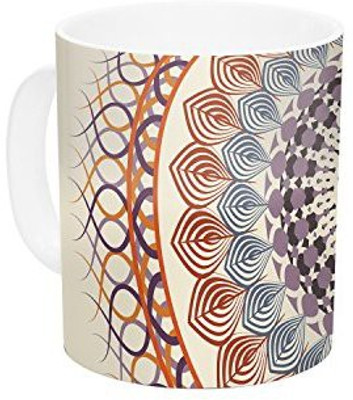 

Kess InHouse InHouse Famenxt Vintage Mandala Yellow Ceramic Coffee, 11 oz, Multicolor Ceramic Mug(60 ml)