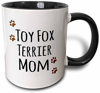 

3dRose mug_154209_4 Toy Fox Terrier Dog Mom Doggie by Breed Brown Paw Prints Doggy Lover Proud Pet Owner Mama Two Tone Black, 11 oz, Black/White Ceramic Mug(60 ml)