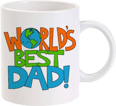 

ME&YOU Gift for father/daddy;World Best Dad printed Ceramic Mug(325 ml), Multicolor