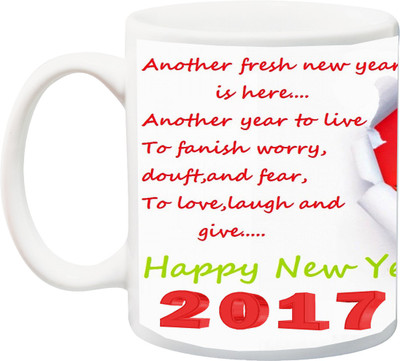 

ME&YOU Gift for Another fresh new year is here to love laugh and give printed Ceramic Mug(325 ml), Multicolor