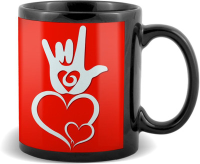 

SKY TRENDS I love You With Heart Black Coffee Valetine's Ceramic Mug(320 ml)