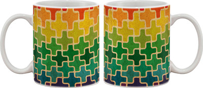 

Artifa Abstract Vintage Colorful Pattern Porcelain, Ceramic Mug(350 ml), Multicolor