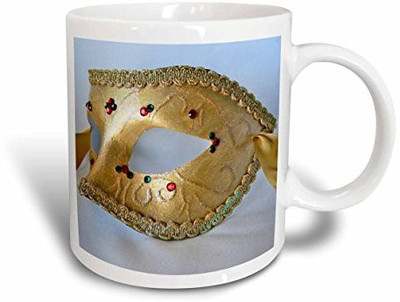 

3dRose Masquerade in Antique Gold Glitter Ceramic, 15 oz, White Ceramic Mug(60 ml)