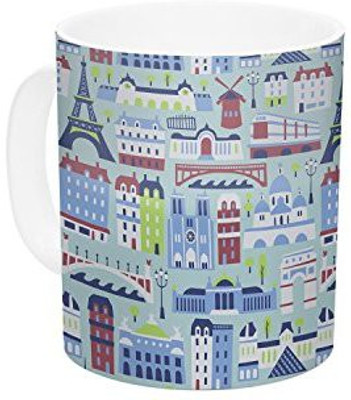 

Kess InHouse InHouse Allison Beilke J'Adore Paris France Pattern Ceramic Coffee, 11 oz, Multicolor Ceramic Mug(60 ml)