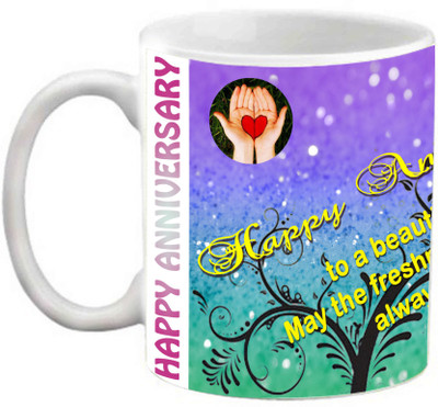 

Efw Happy Anniversary To A Beautiful Couple May The Freshness Of Your Love Always Remain Printed Coffee Ceramic Mug(325 ml)