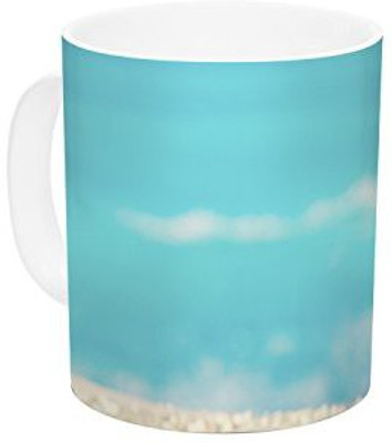 

Kess InHouse InHouse Monika Strigel Summer at The Beach Blue Coastal Ceramic Coffee, 11 oz, Multicolor Ceramic Mug(60 ml)