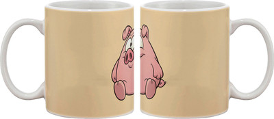 

Artifa Cartoon Pig Porcelain, Ceramic Mug(350 ml), Multicolor