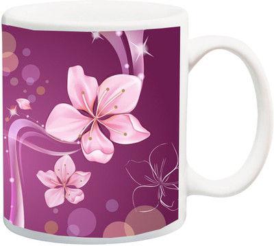 

ME&YOU Purple Flower Designer Printed Ceramic Mug(325 ml), Multicolor