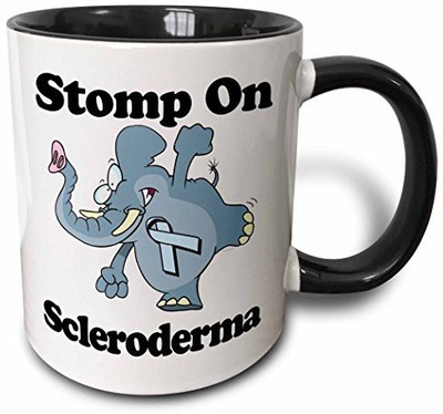 

3dRose mug_114634_4 Elephant Stomp on Scleroderma Awareness Ribbon Cause Design Two Tone Black, 11 oz, Black/White Ceramic Mug(60 ml), Multicolor