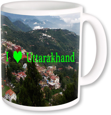 

PhotogiftsIndia I Love Uttarakhand With Mountan Ceramic Mug(325 ml), Multicolor