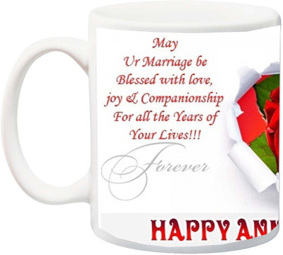 

ME&YOU Gift for Husband/Wife/Mom/Dad/Couples/Lover;May ur marriage be blessed with love joy your lives! forever happy anniversary printed Ceramic Mug(325 ml), Multicolor