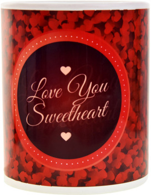 

Halowishes Valentine Day Love Quote Heart Handle Ceramic Mug(325 ml), Multicolor
