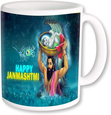 

PhotogiftsIndia Happy Janmashtami In Blue Ceramic Mug(325 ml), Multicolor