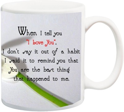 ME&YOU Valentine's Day Gifts For Him/Her/GirlFriend/BoyFriend ; I Tell U, I Love You Printed Ceramic Coffee Mug(325 ml)