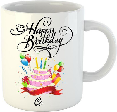 HuppmeGift Happy Birthday Cc White (350 ml) Ceramic Mug(350 ml)