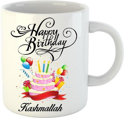 

Huppme Happy Birthday Kashmallah White (350 ml) Ceramic Mug(350 ml)