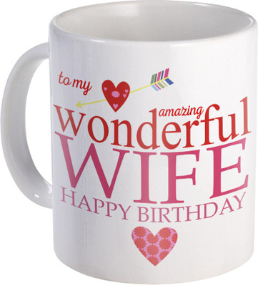 

SKY TRENDS To The Wonderful Wife For Amazing Gift A Wonderful Ceramic for Birthday, Anniversary And Specialy for Valentine Day Designe (1) Ceramic Mug(320 ml), White