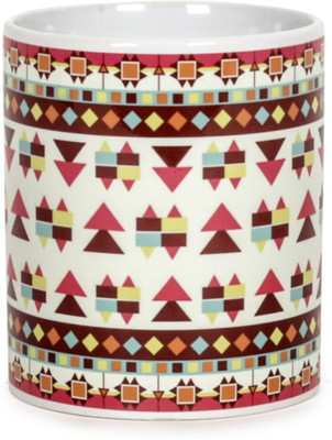 

Chumbak Twisted Triangles Ceramic Mug(300 ml), Multicolor