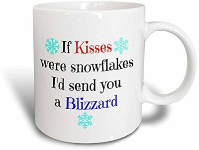 

3dRose If Kisses Were Snowflakes Id Send You A Blizzard Ceramic, 15 oz, White Ceramic Mug(60 ml), Multicolor