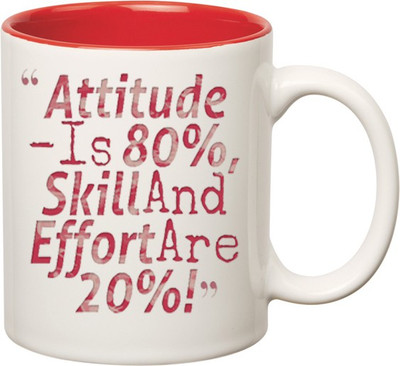 

Huppme Attitude Inspirational Inner Red Ceramic Mug(350 ml), Red;white