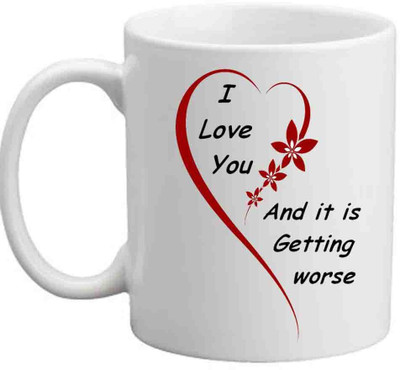 

Raj Laxmi Beautiful Heart Design White For Valentine Ceramic Mug(350 ml)