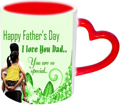 

Raj Laxmi Caring Dad With His Princess Fathers day Wishes Red Heart Handle Ceramic Mug(350 ml)
