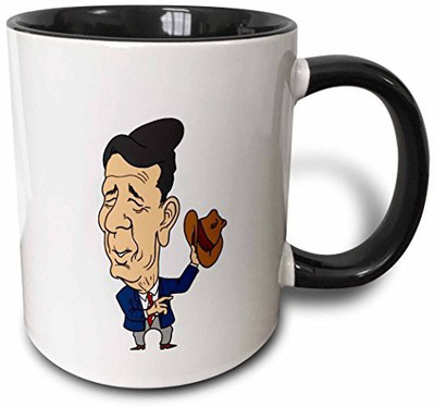

3dRose mug_59998_4 President Ronald Reagan Two Tone Black, 11 oz, Black/White Ceramic Mug(60 ml), Multicolor