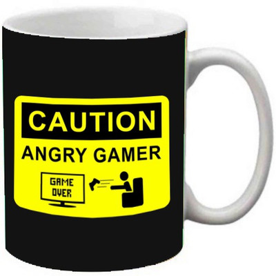 

Maison N Mode Caution Angry Gamer Coffee Ceramic Mug(330 ml), Multicolor