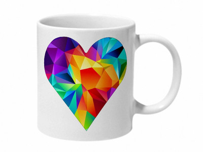 

Mooch Wale Colorful Geometric Heart Ceramic Mug(325 ml), Multicolor
