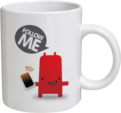 

My Bestow Follow Me - MyBestow White Plain Coffee Ceramic Ceramic Mug(320 ml), Multicolor