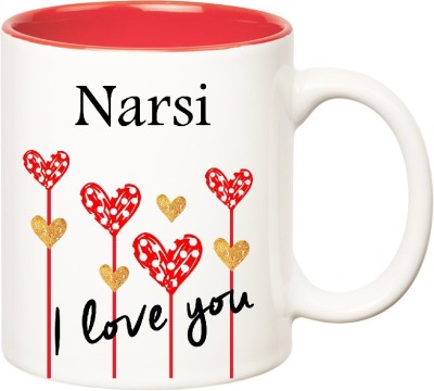 

Huppme I Love You Narsi Inner Red (350 ml) Ceramic Mug(350 ml), Red;white