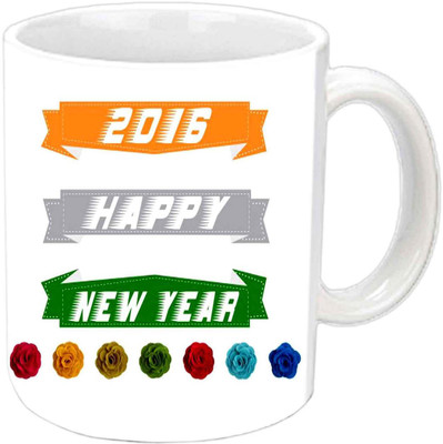 

Raj Laxmi NEW YEAR FLOWER Ceramic Mug(350 ml), White