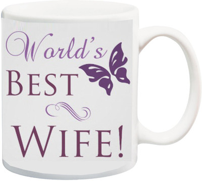 

ME&YOU Valentines And Anniversary Gift ; World's Best Wife ! Printed Ceramic Mug(325 ml), Multicolor