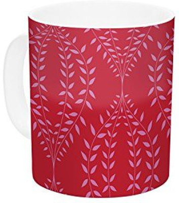 

Kess InHouse InHouse Anneline Sophia Laurel Leaf Red Maroon Floral Ceramic Coffee, 11 oz, Multicolor Ceramic Mug(60 ml)