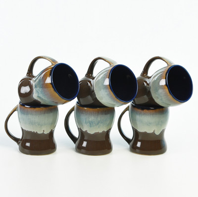 

Cultural Concepts Studio Brown Kurve Tea Cups Ceramic(Grey, Black, Pack of 6)