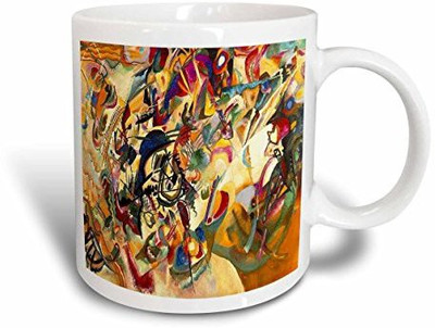

3dRose mug_80513_1 Picture of Abstract 1923 Kadinsky Painting Ceramic, 11 oz, White Ceramic Mug(60 ml), Multicolor