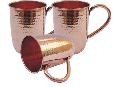 

Veda Home & Lifestyle Copper Hammered Round Set Copper Mug(1200 ml, Pack of 3), Brown