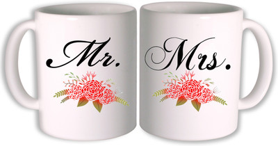 

PhotogiftsIndia mr and mrs_04 Ceramic Mug(350 ml, Pack of 2), Multicolor