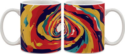 

Artifa Spiral Abstract Colours Paint Porcelain, Ceramic Mug(350 ml), Multicolor