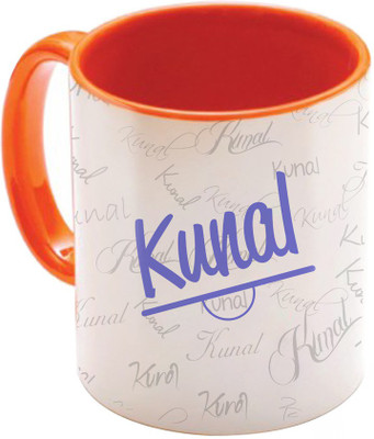 

SKY TRENDS Kunal Birthday Gift Orange Coffee 350 ML Ceramic Mug(350 ml), Multicolor