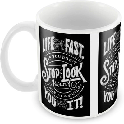 Posterboy Fast Life Ceramic Mug(350 ml), Multicolor
