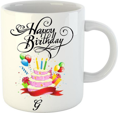 

HuppmeGift Happy Birthday G White (350 ml) Ceramic Mug(350 ml)