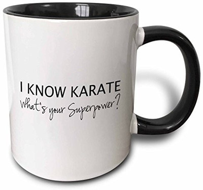 

3dRose mug_194464_4 I Know Karate What's Your Superpower for Karate Fan Karateka Two Tone Black, 11 oz, Black/White Ceramic Mug(60 ml), Multicolor