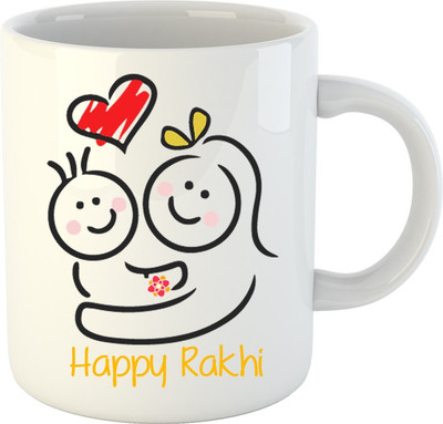 

Huppme Happy Rakhi White Ceramic Mug(350 ml)